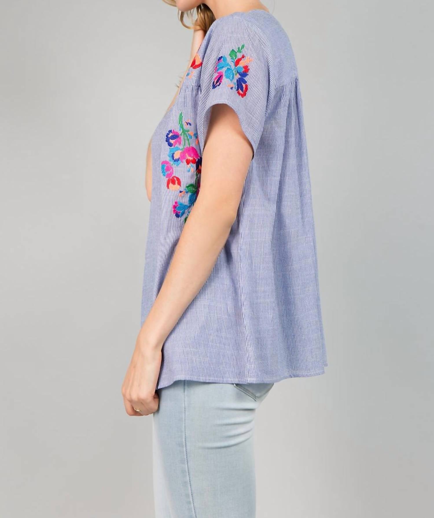 See And Be Seen - On The Border Embroidered Top