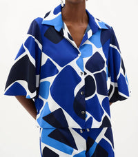 Joseph Ribkoff - Recylced Woven Geomteric Print Straight Blouse