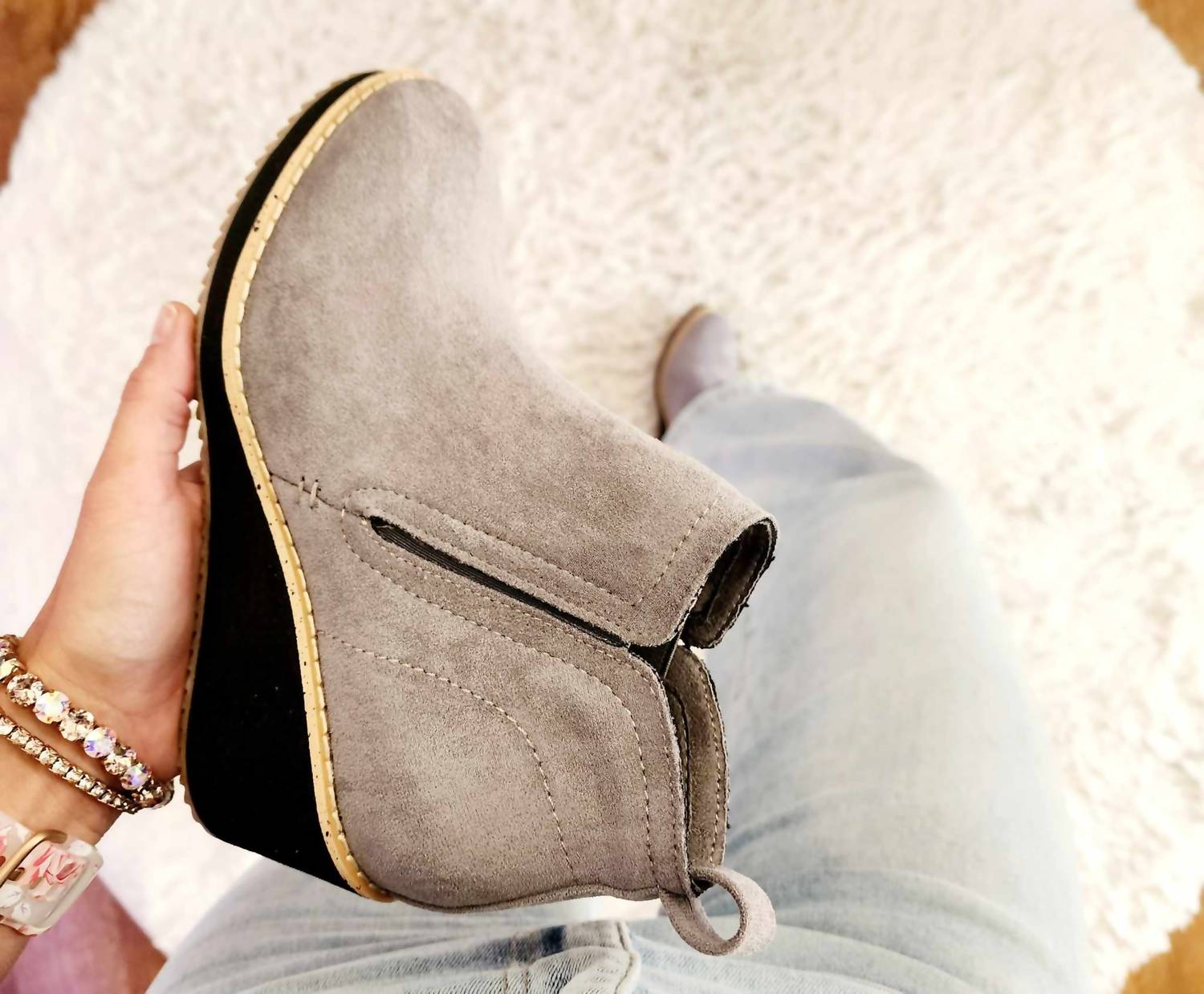 Corkys Footwear Women's Tomb Wedge in grey - women's shoe - detail view