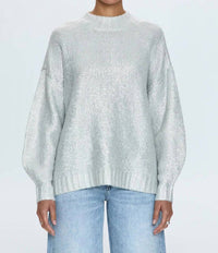 PISTOLA Ilana Mock Neck Sweater Top in silver - women's sweater