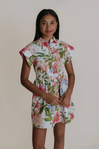 Laroque - All Over Floral Collared Belted Dress