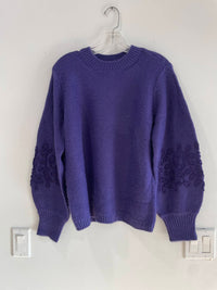 Tyler Boe Women's Soutache Trim Sleeve Sweater in regal - women's sweater - detail view