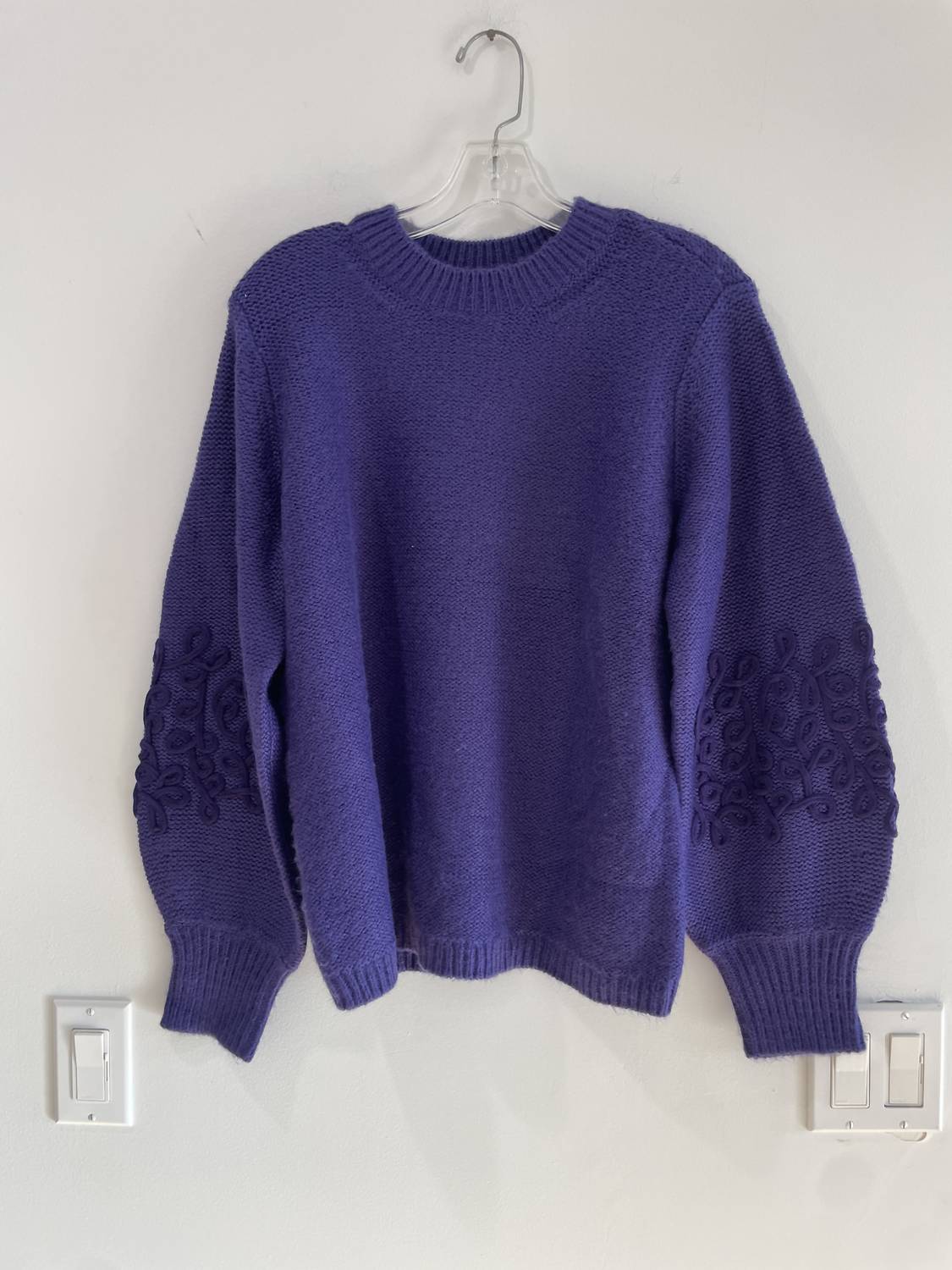 Tyler Boe Women's Soutache Trim Sleeve Sweater in regal - women's sweater - detail view