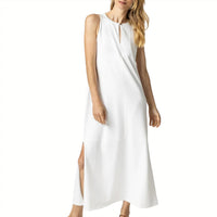 Lilla P Women's Sleeveless Keyhole Maxi Dress in white - women's dress