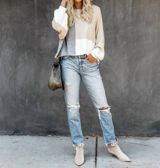 Lily Clothing - Color Block Knit Sweater