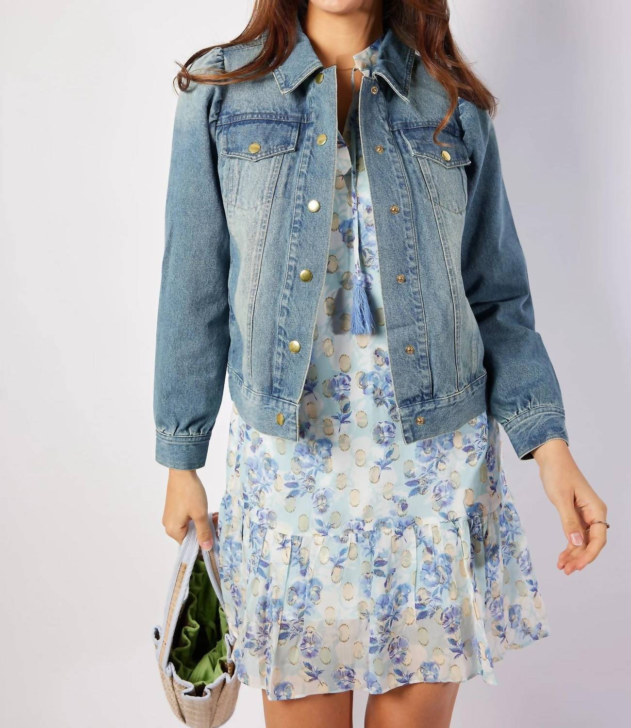 Sail To Sable - Puff Sleeve Denim Jacket