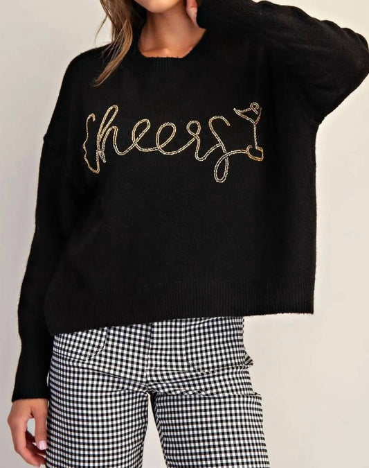 Ee:Some - Cheers Beaded Long Sleeve Sweater
