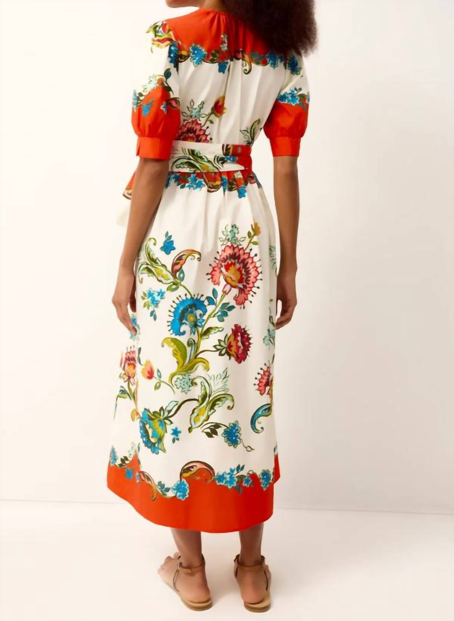 Marie Oliver Rita Wrap Dress in cartagena print - women's dress - detail view