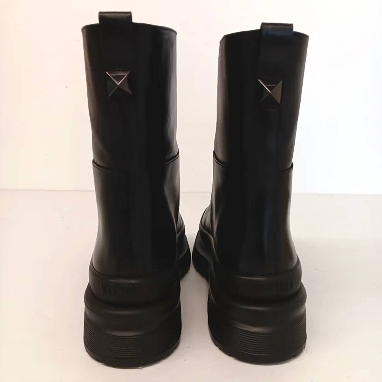 Valentino Garavani Men's Rockstud Almond Toe Ankle Boots in black - men's boots - view 5