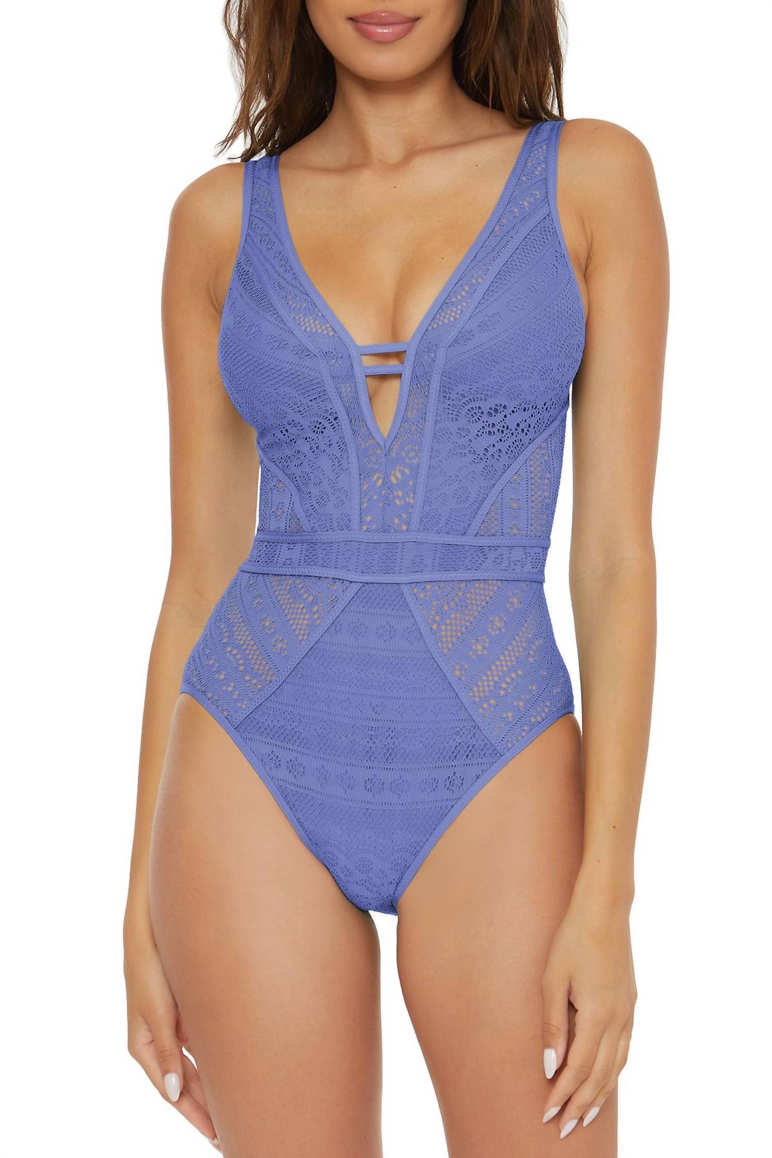 Becca - Color Play Crochet Plunge One Piece