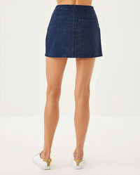 Lilly Pulitzer Colette Stretch Denim Skirt in dark wash - women's skirt - detail view
