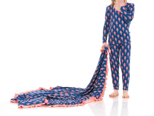 Kickee - Kid's Print Long Sleeve Kimono Pajama Set