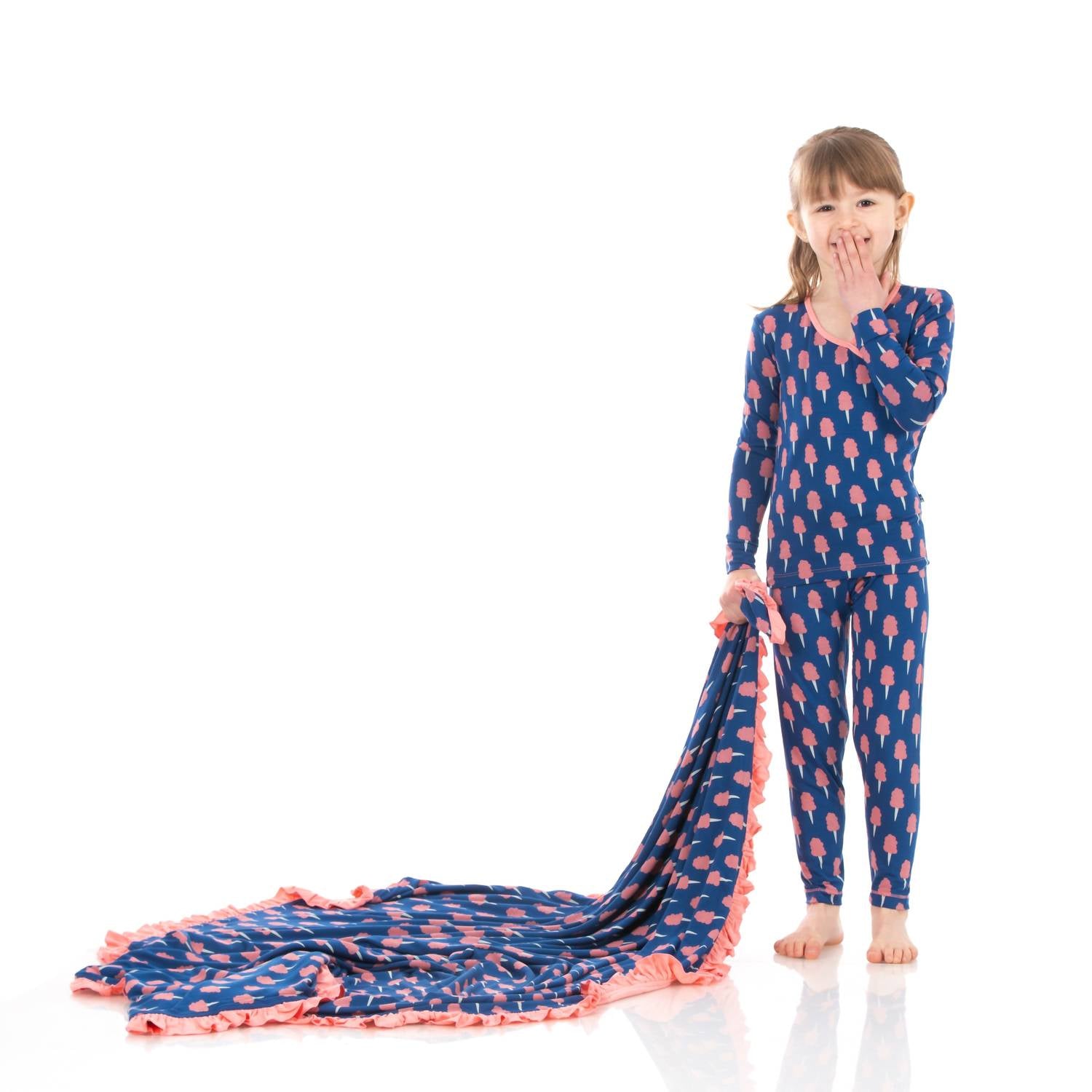 Kickee - Kid's Print Long Sleeve Kimono Pajama Set