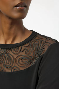 Joseph Ribkoff - Mesh Crew Neck Long Sleeves Fitted Top