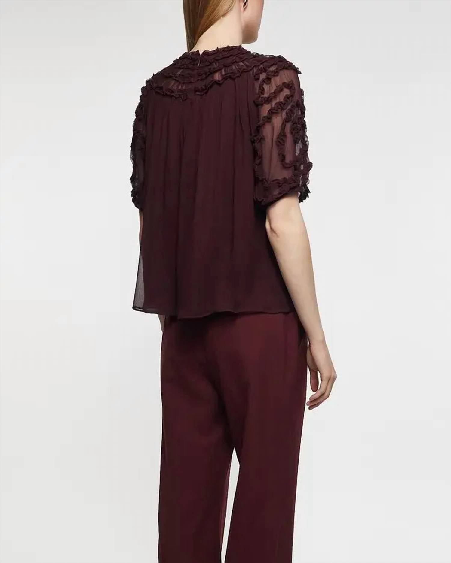 Ulla Johnson - Isolda Silk Smocked Short Sleeve Blouse