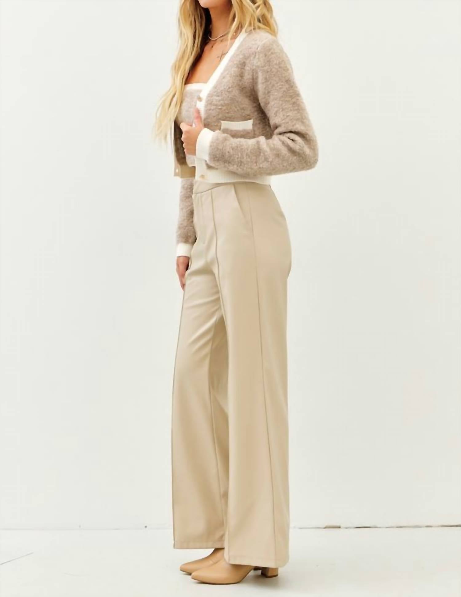 Idem Ditto - Elegant Wool Blend Fuzzy Tube And Cardigan Set