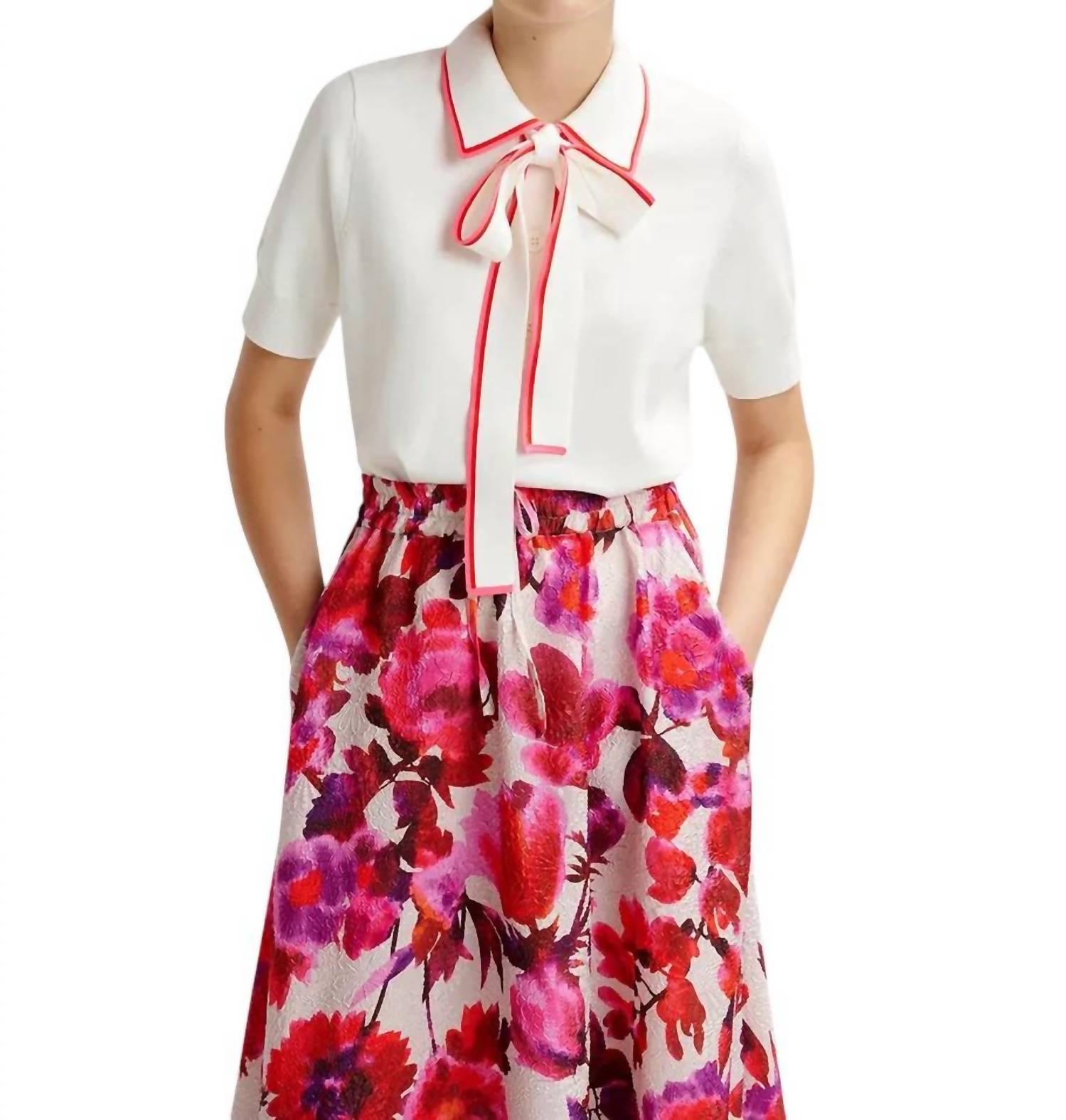 Essentiel Antwerp - Polo With Self-tie Fabric Scarf Top