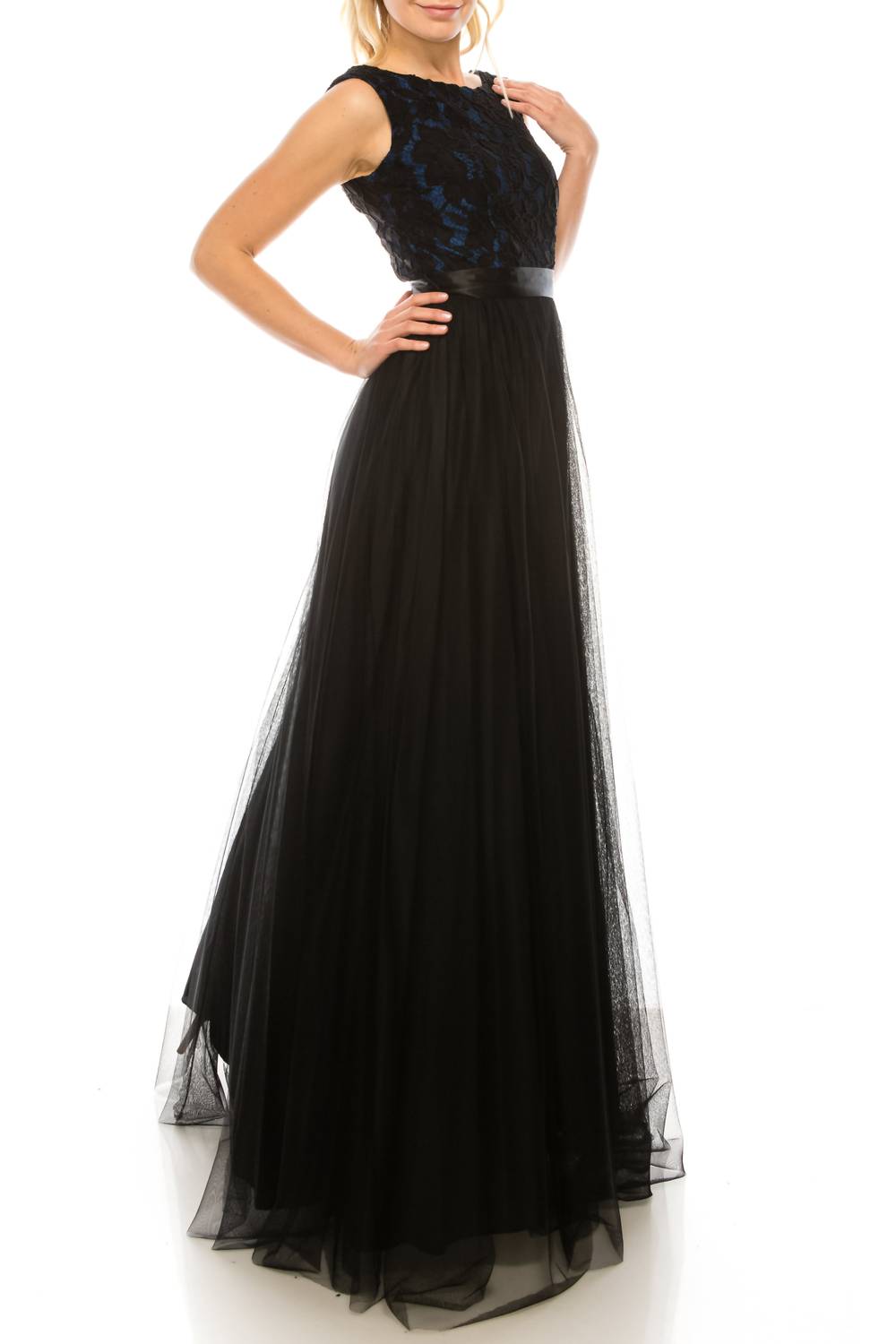 Aidan Mattox - Sleeveless Floral Lace Bodice Dress