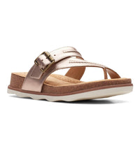 Clarks Women's Brynn Madi Flat Sandal in rose gold leather - women's sandal