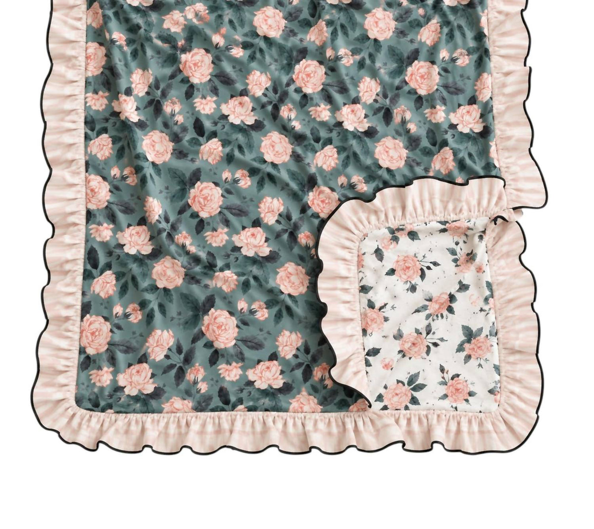 Laree + Co. - Toddler Evelyn Floral Bamboo Ruffle Blanket