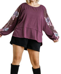 Umgee - Floral Lace Sleeve Top