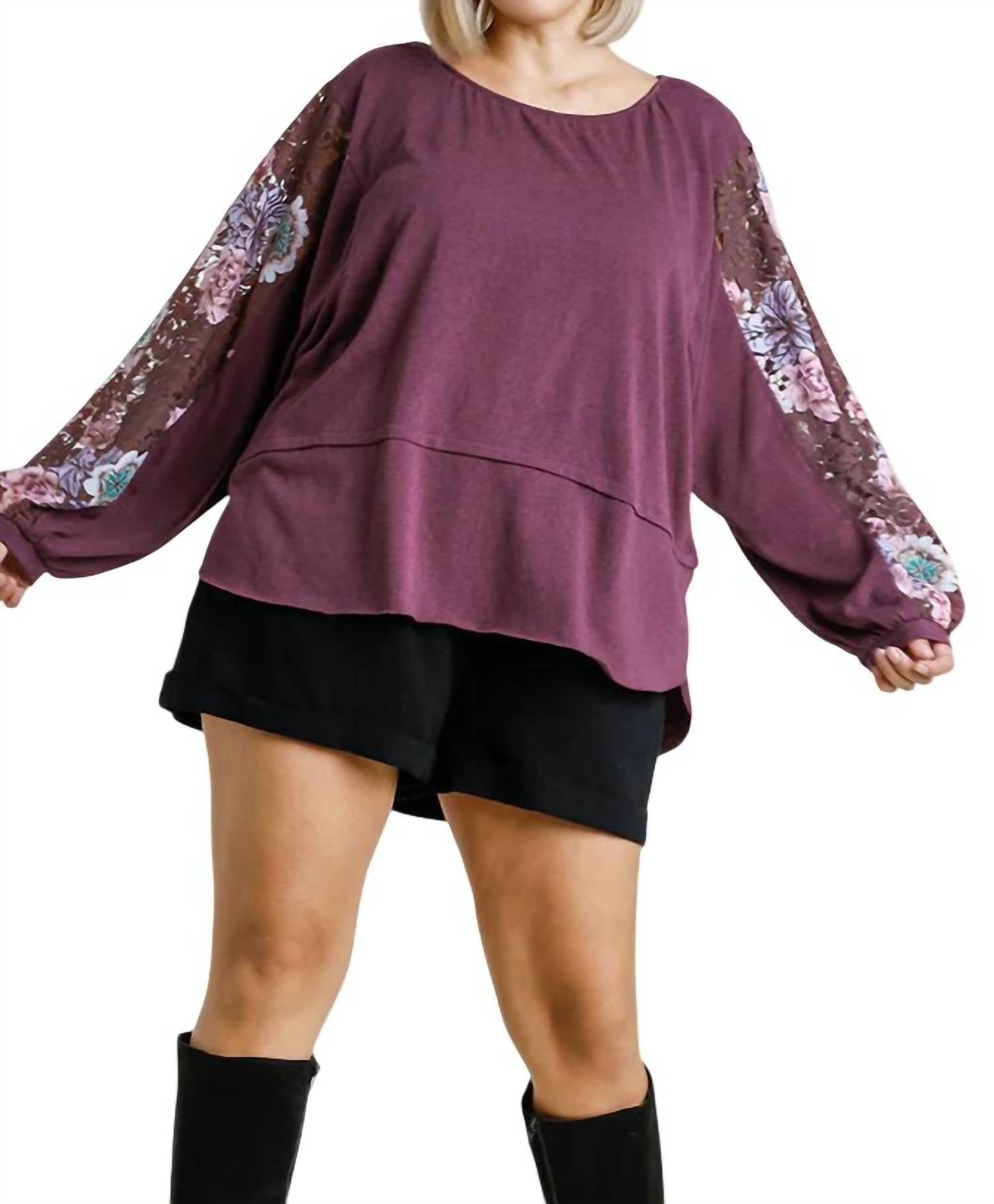 Umgee - Floral Lace Sleeve Top