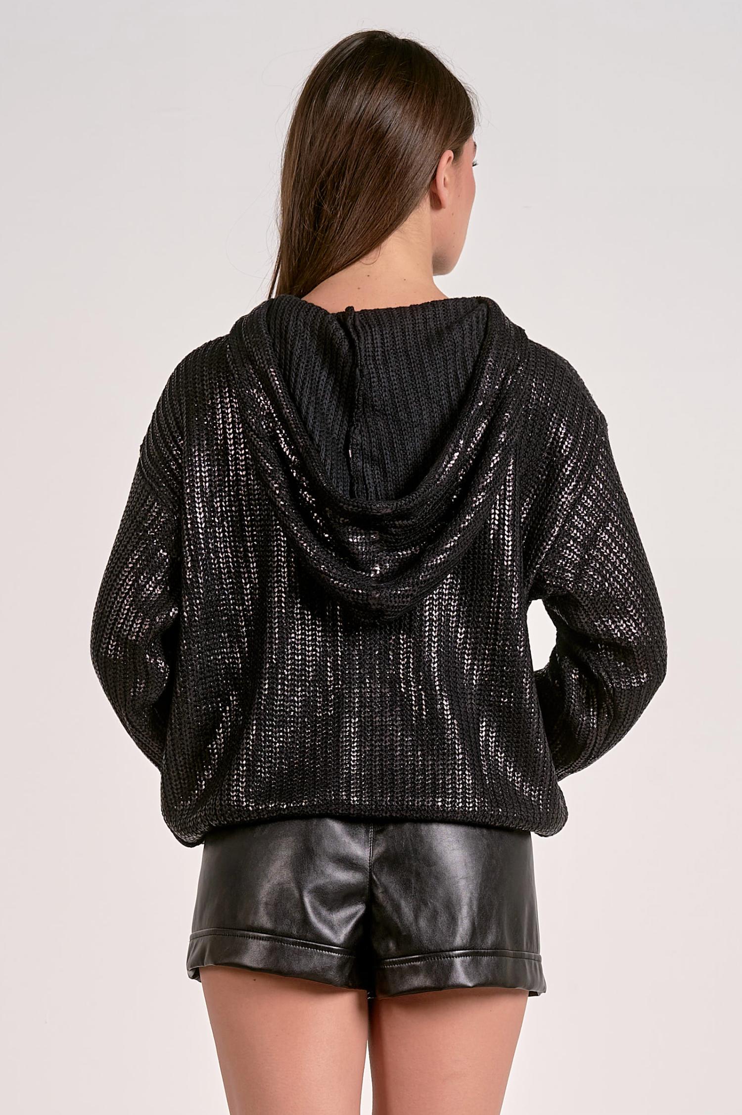 Elan - Farrah Metallic Hoodie Sweater