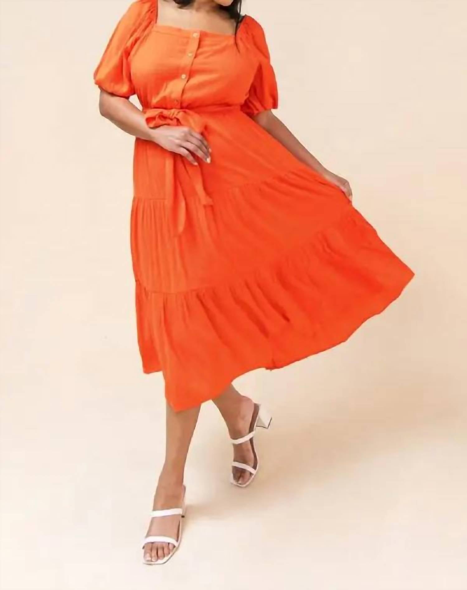 Flying Tomato - Curvy India Woven Midi Dress - Plus