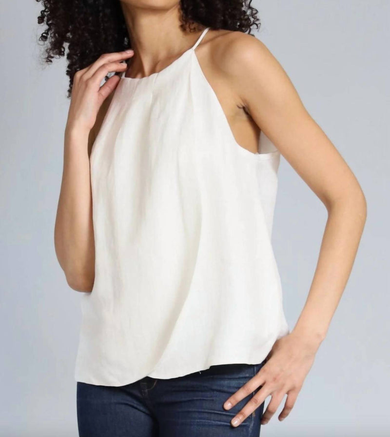 Lola & Sophie Cupro Linen Halter Top in white - women's blouse