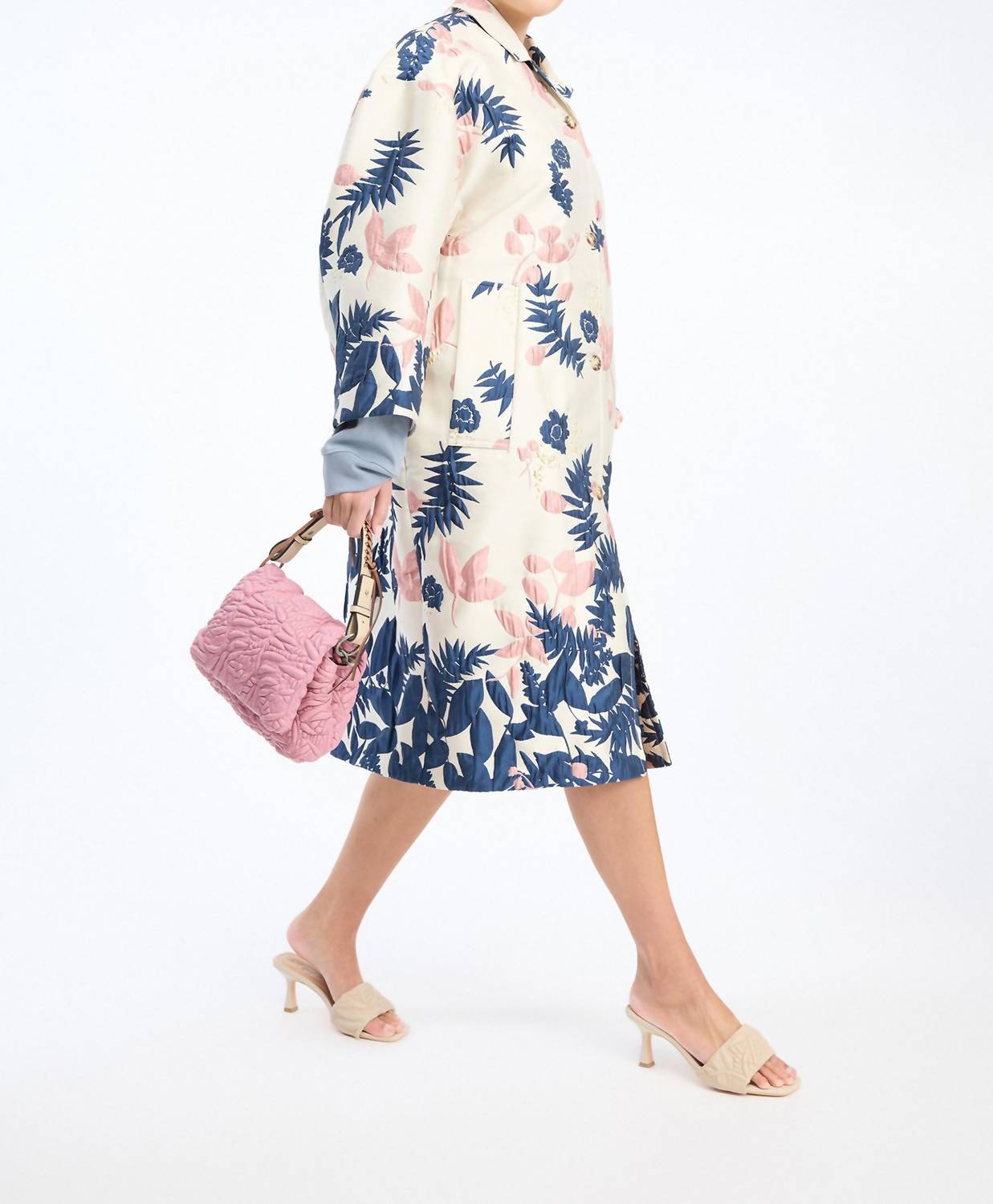 MUNTHE Floral Embroidered Coat in ivory - women's jacket - detail view