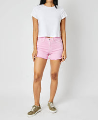 Judy Blue - Mid Rise Garment Dyed Shorts - Plus