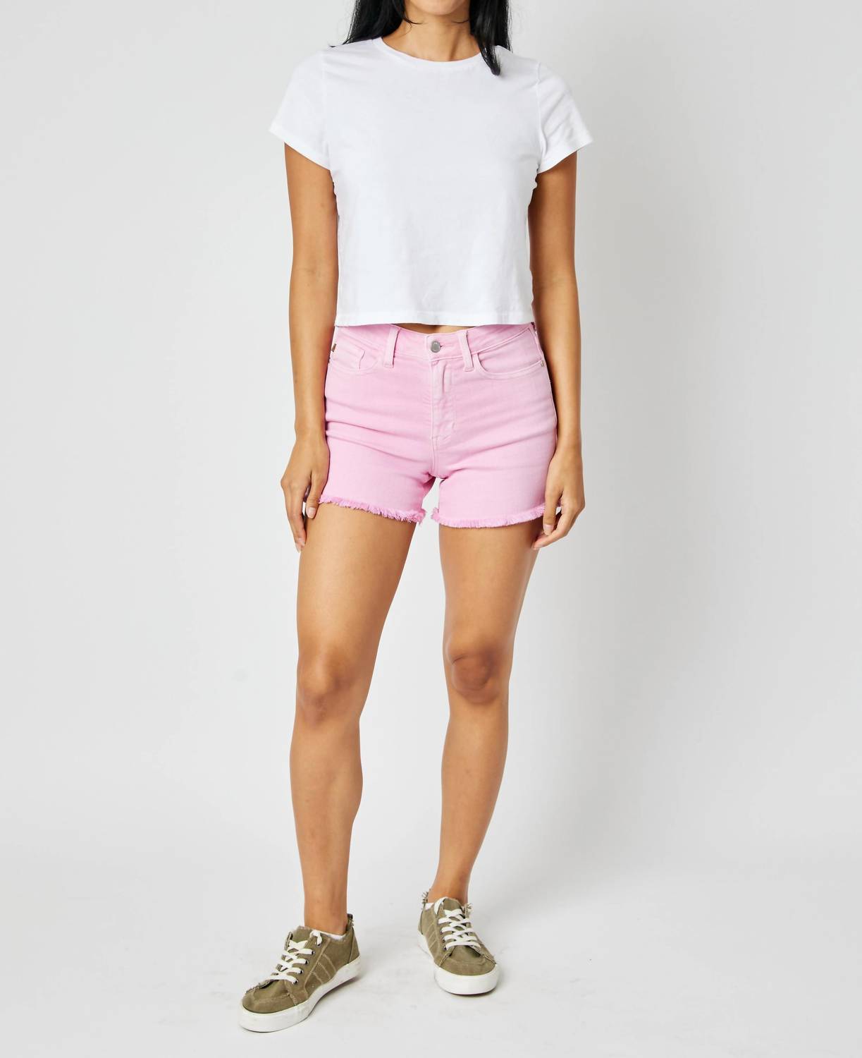 Judy Blue - Mid Rise Garment Dyed Shorts - Plus
