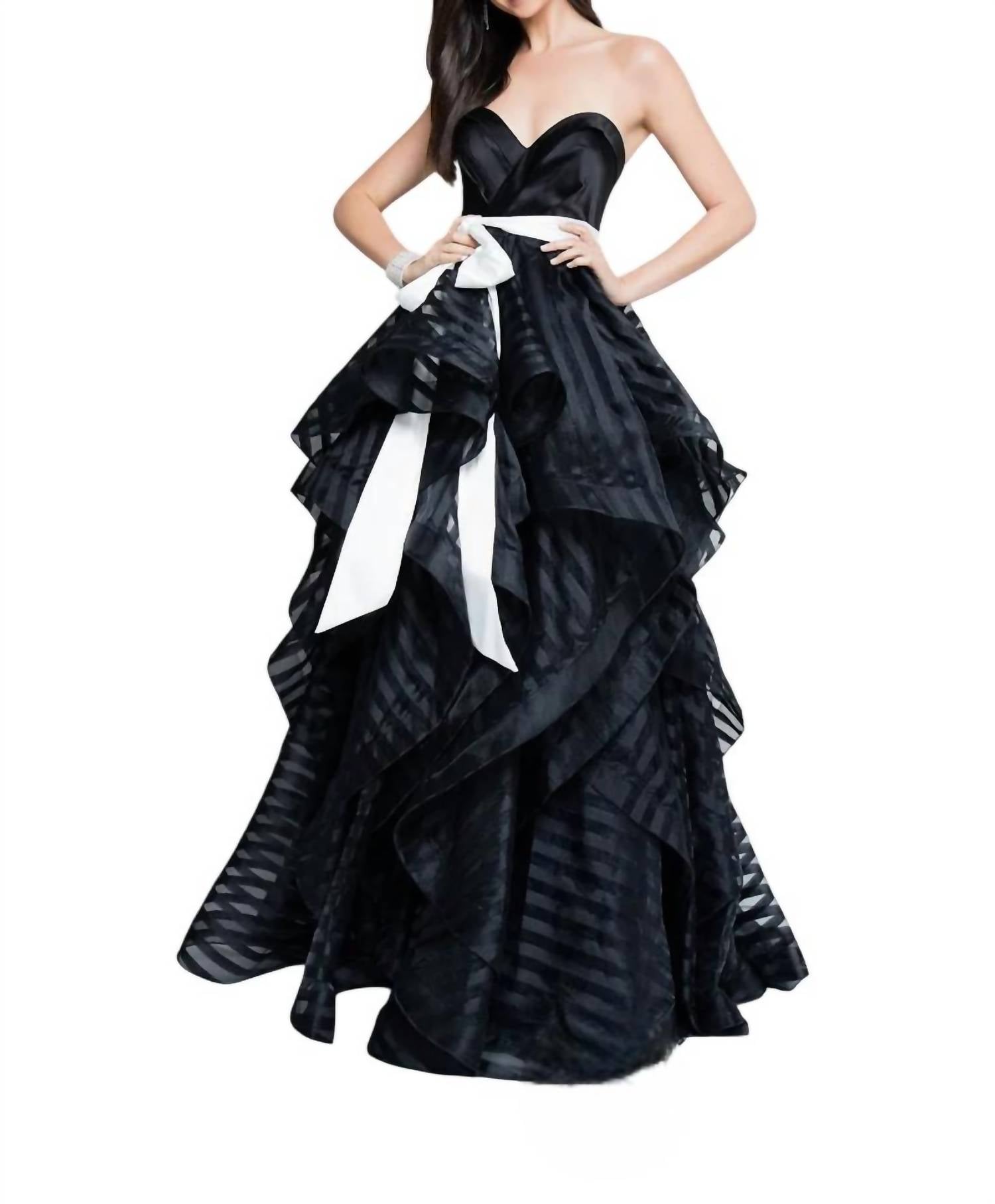 Terani Couture - Strapless Ruffle Skirt Prom Dress