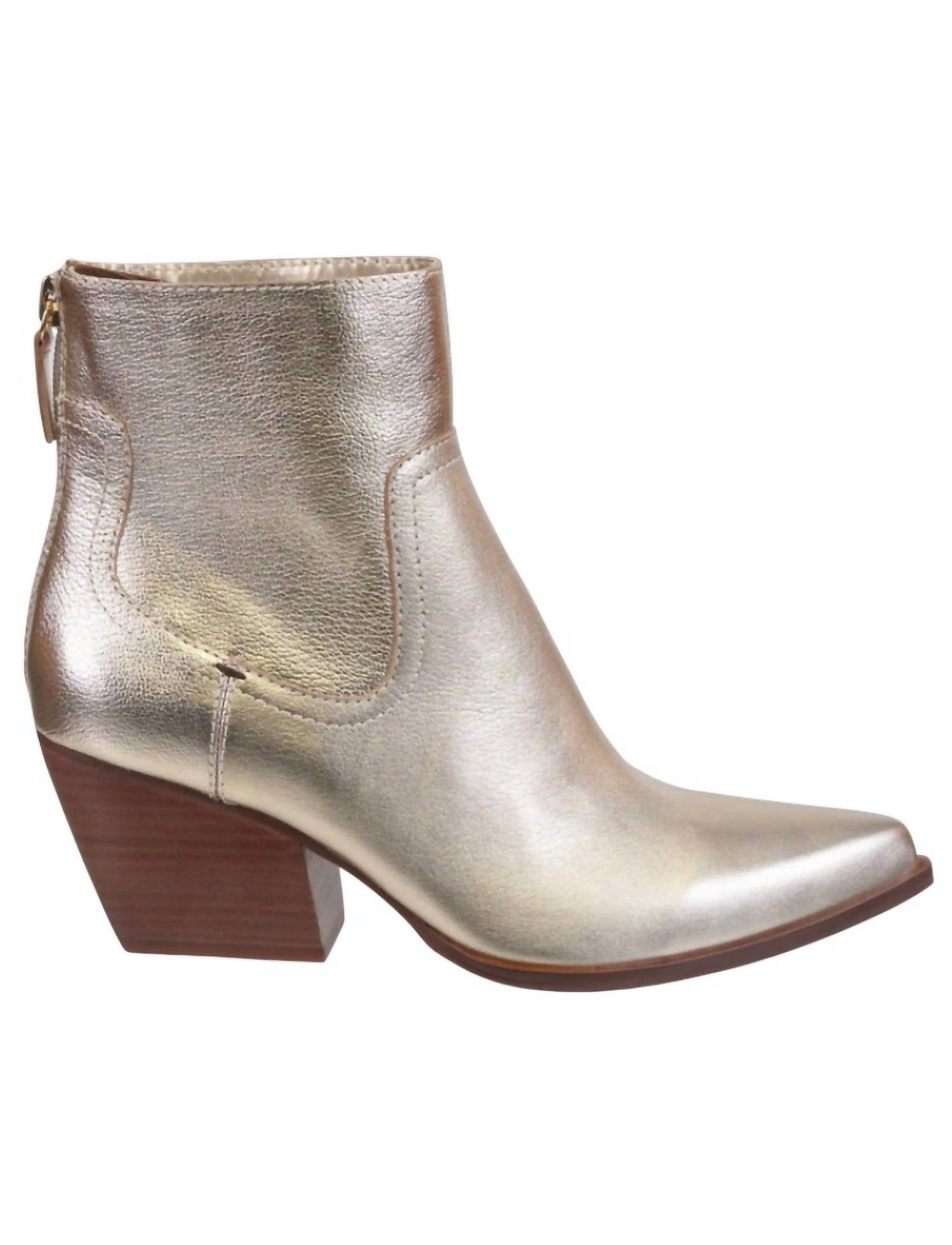 Naked Feet Women's Baton Heeled Boots in soft gold - women's shoe - alternate view