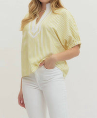 Entro - Striped Short Dolman Sleeve Top