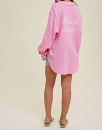 Wishlist - Beach Bum Embroidered Button Down Shirt