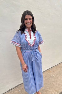 Thml - Short Sleeved Stripe Pattern Midi Dress