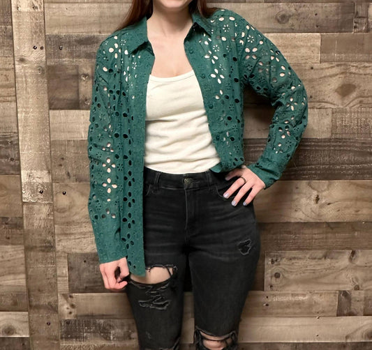 Bluivy - Women's Jackie Eyelet Lace Button Down Top