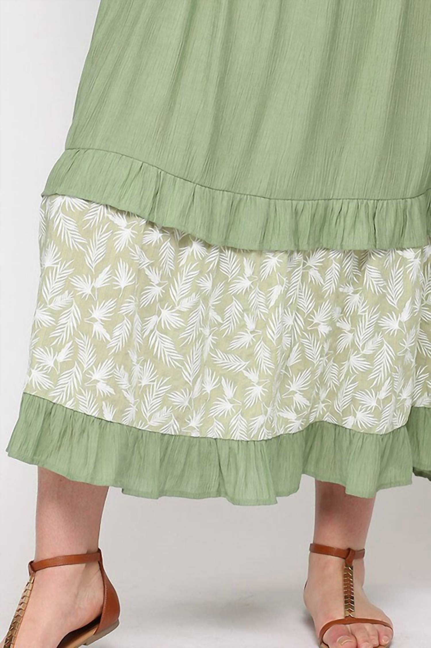 Bluheaven - Maxi Dress W/ Leaf Print