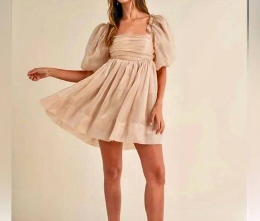 Mable - Organza Puff Sleeve Babydoll Dress