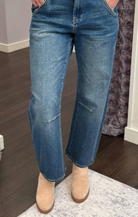 DEAR JOHN DENIM Lasso Barrel Leg Jeans in blue mix - women's jeans - detail view