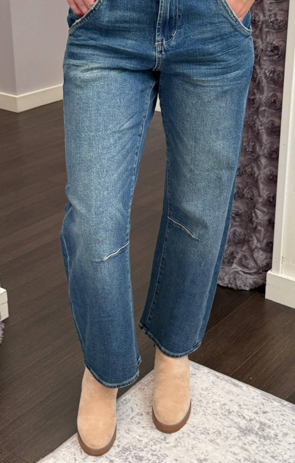 DEAR JOHN DENIM Lasso Barrel Leg Jeans in blue mix - women's jeans - detail view