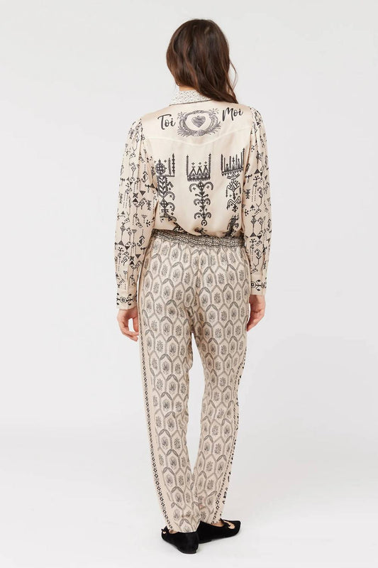 Me369 - Ember Blossom Print Tapered Leg Track Pants