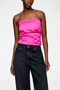 Ganni - Duchesse Satin Bandeau Top