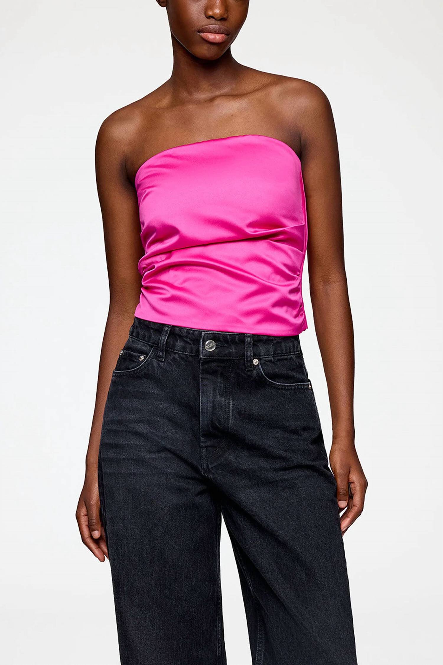 Ganni - Duchesse Satin Bandeau Top