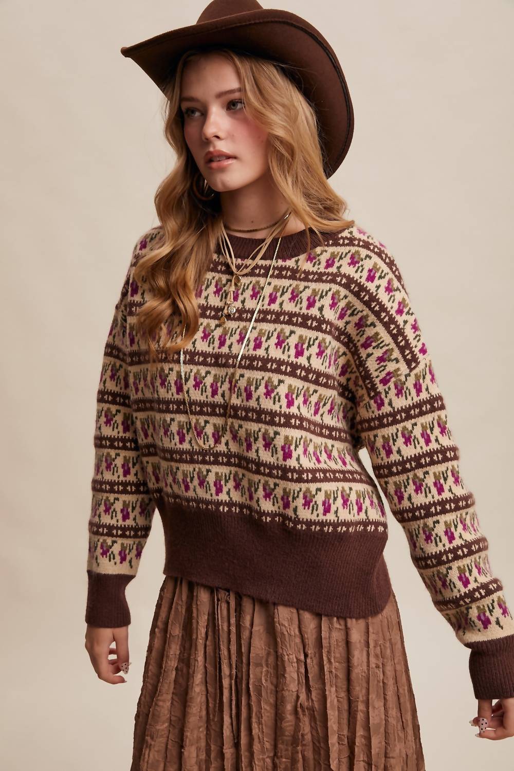 Listicle - Western Jacquard Knit Sweater