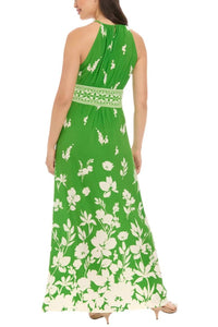 London Times - Floral Print Halter Maxi Dress