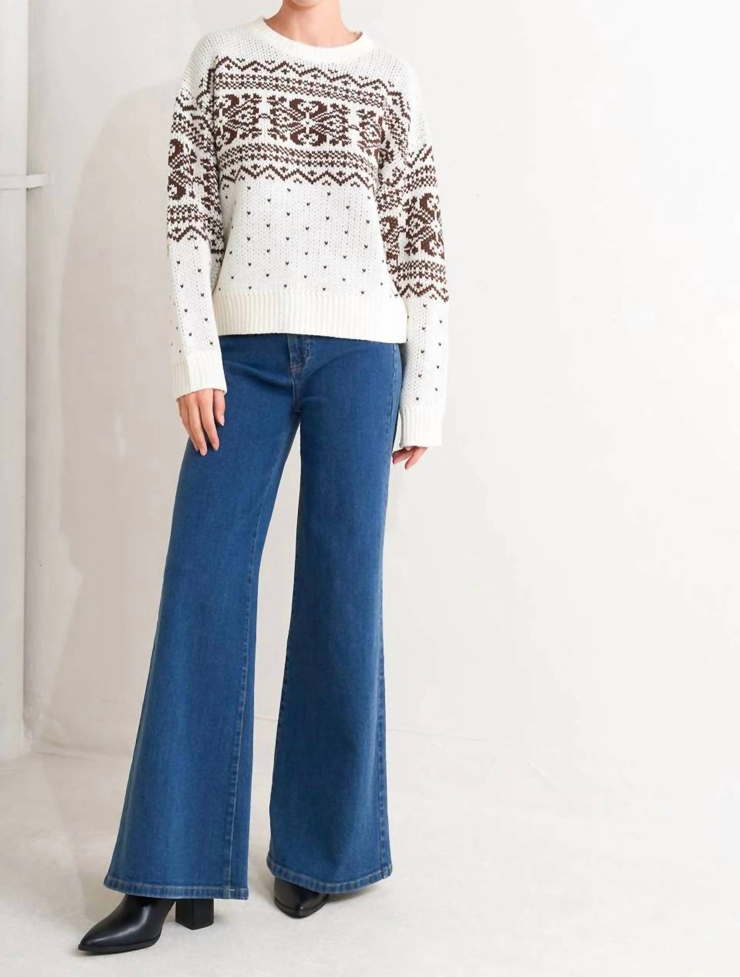Flying Tomato - Snowflake Glam Pullover Sweater Top