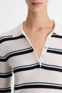 Vince - Silk Blend Stripe Polo Sweater