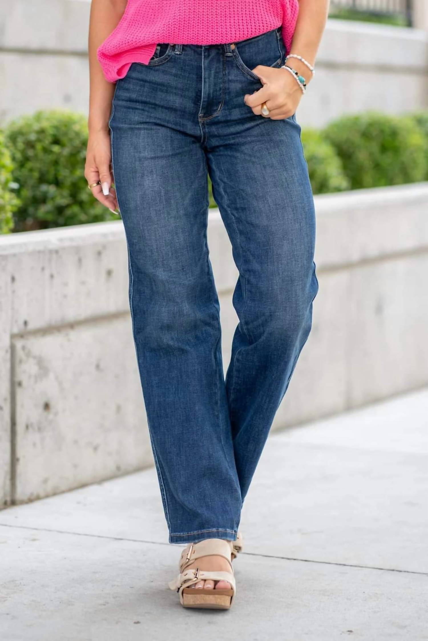 Judy Blue Tumm Control Classic Straight Leg Jeans in dark wash - women's jeans